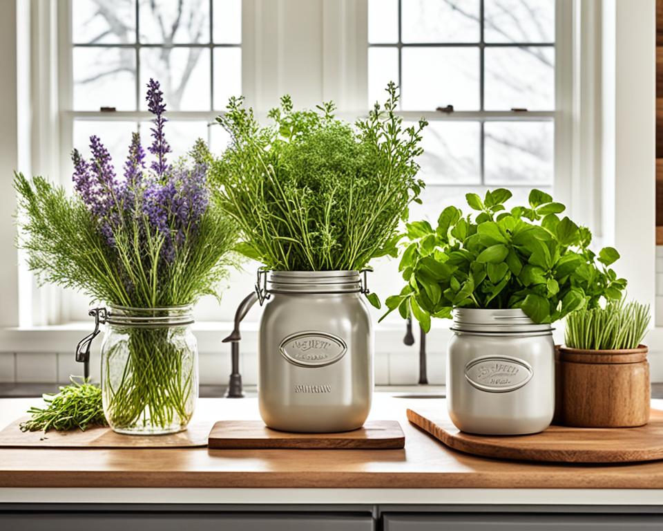 farmhouse kitchen counter styling