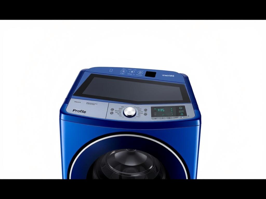 GE Profile PTW805BPWRS top-load washing machine in royal sapphire blue finish GE Profile PTW805BPWRS top-load washing machine in royal sapphire blue finish