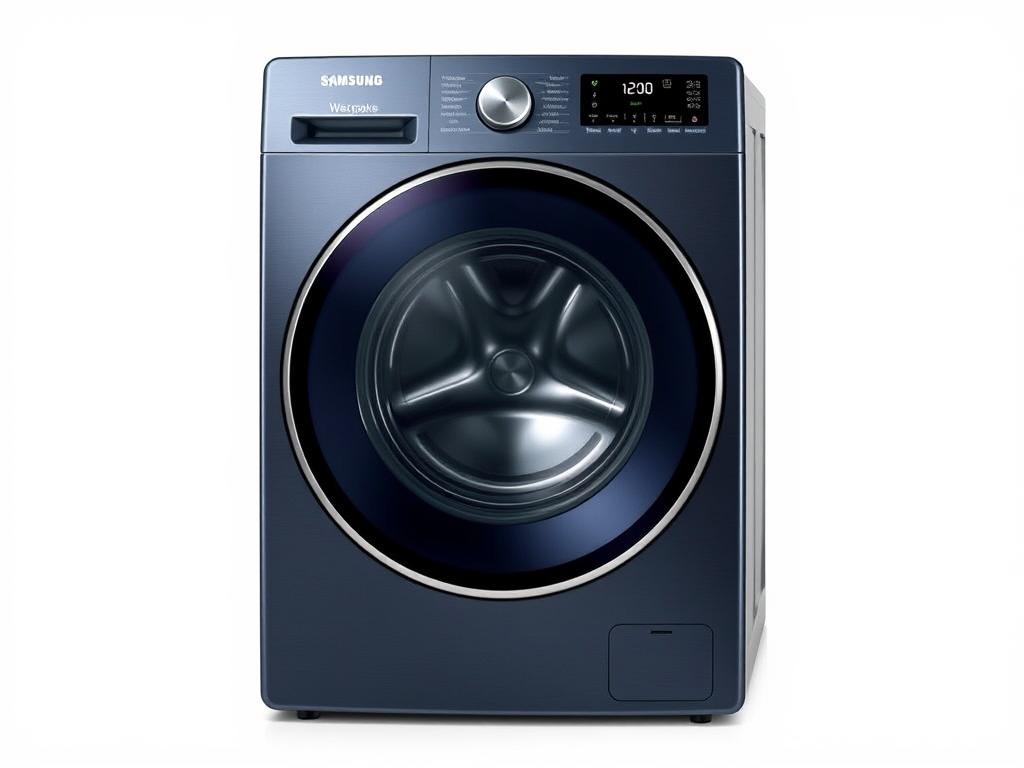 Samsung Bespoke WF53BB8900AT front-load washing machine in brushed navy finish Samsung Bespoke WF53BB8900AT front-load washing machine in brushed navy finish