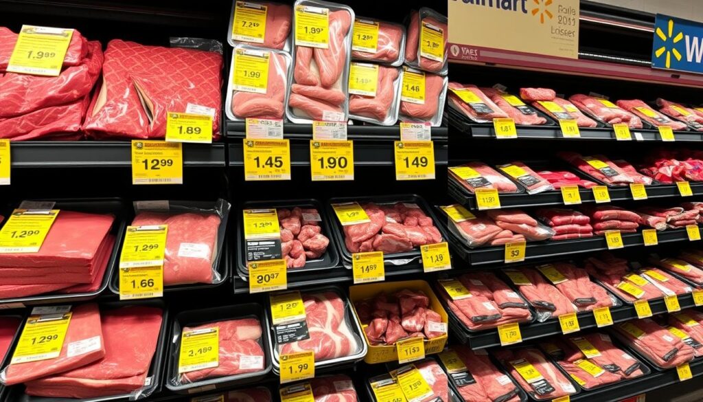 Walmart meat department with special price tags Walmart meat department with special price tags